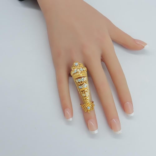 خاتم ذهب كبير عيار 21 بتصميم هندي وزن 11 جرام