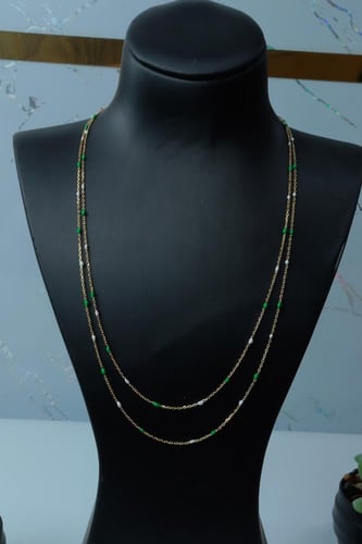 سلسال ذهب دورين نواعم مطعم بالميناء عيار 18 وزن 3....