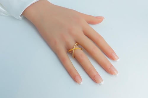 خاتم ذهب ايطالي تصميم الماس عيار 21