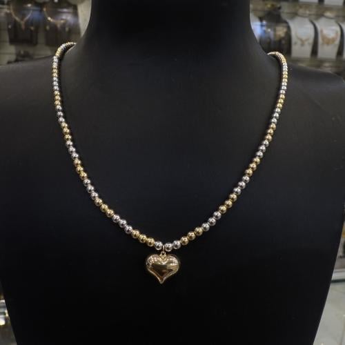 عقد ذهب الببلز مكس كور ذهب ابيض واصفر عيار 18 وزن...