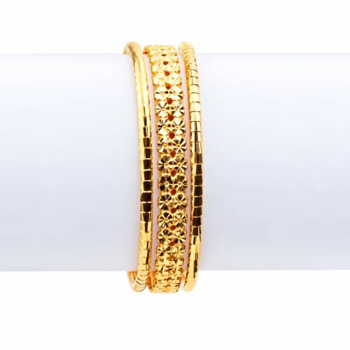 21-karat gold bangles, Cobra package with rose