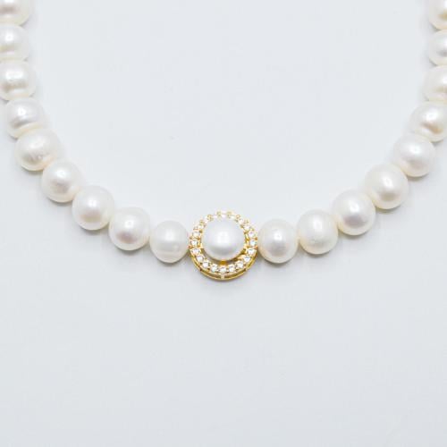 اسوارة مطعم بالؤلؤ الزراعي بتصميم الماسي ذهب عيار...