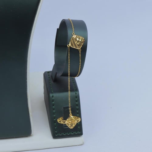 طقم ذهب بمخنق عيار 21 وزن 12.88 جرام