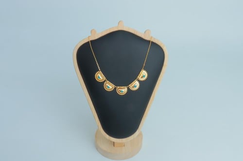 سلسال ذهب الرمش بحريني مطعم بحبات الولو الفيروزي ع...