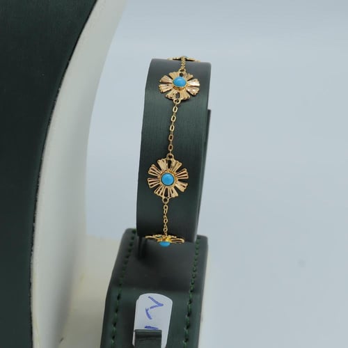 طقم ذهب عيار 21 بتصميم رموش فيروزي وزن 8.1 جرام