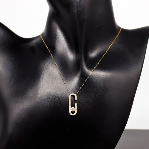 سلسال ذهب مسيكاء تصميم الماسي عيار 18