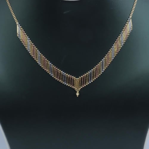 عقد ذهب فخم عيار 18 – تصميم ياباني مكس ألوان – وزن...