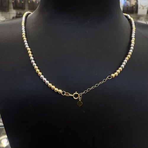 عقد ذهب الببلز مكس كور ذهب ابيض واصفر عيار 18 وزن...