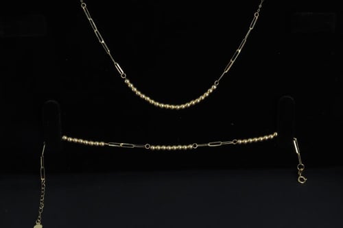 كلكشن سلسال مع سوارة الببلز ذهب عيار 18 وزن 1.5 جر...