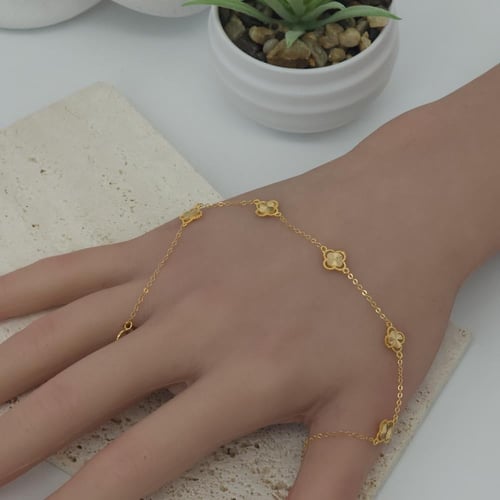 اسوارة فان كليف ذهب تصميم خمس وردات بحجم صغير عيار...