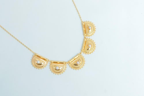 سلسال ذهب الرمش بحريني مطعم بحبات الولو الابيض عيا...