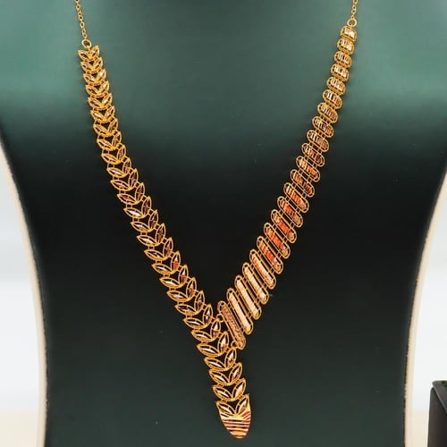 طقم ذهب فخم عيار 21 تصميم غصن الزيتون وزن 11.79 جر...