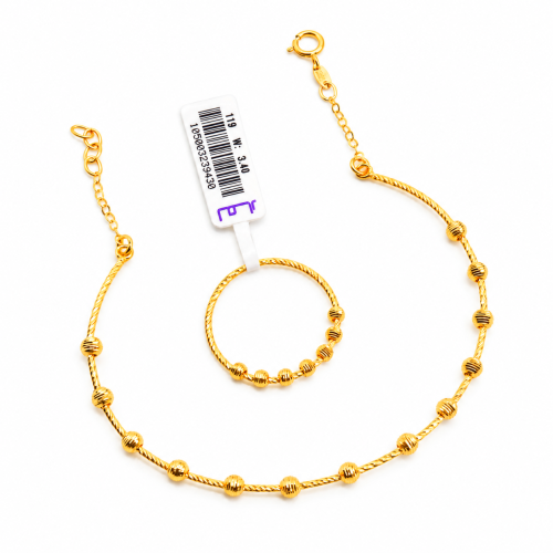 Gold bracelet & Ring 21K with a shiny design 3.4 g