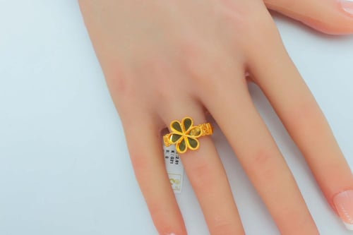 خاتم ورده ذهب عيار 21 وزن 2.61 جرام