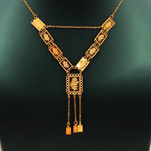 سلسال ذهب عيار ٢١ بتصميم السبايك وزن 3.99 جرام