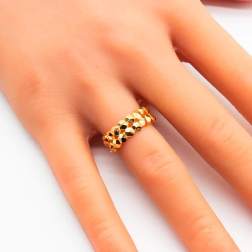 خاتم ذهب عيار 21 حب الرمان دورين وزن 1.22 جرام – ن...