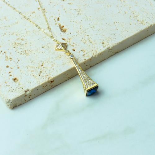 سلسال مارلي لون أزرق مميز ذهب عيار 18 وزن 2.2 جرام