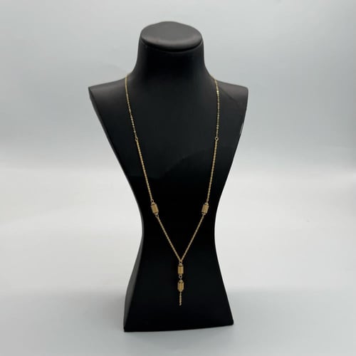 سبحة ذهب عيار 21 مطعمة بلون الميناء الكحلي وزن 4.9...