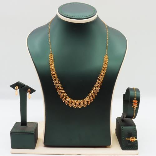 طقم ذهب كبير عيار 21 بتصميم غصن الزيتون وزن 12.2 ج...