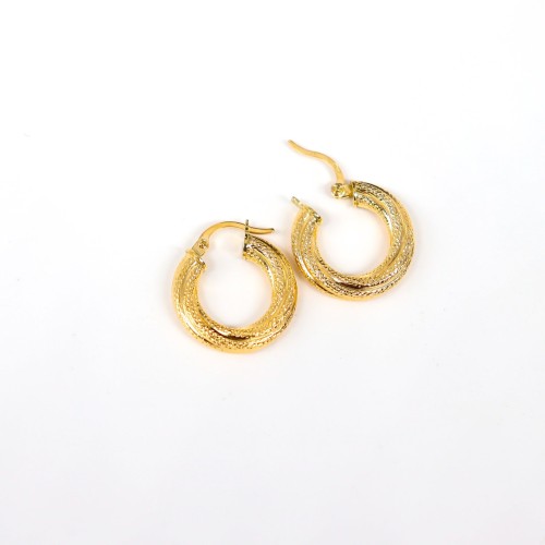 حلق ذهب مموج دائري عيار 18