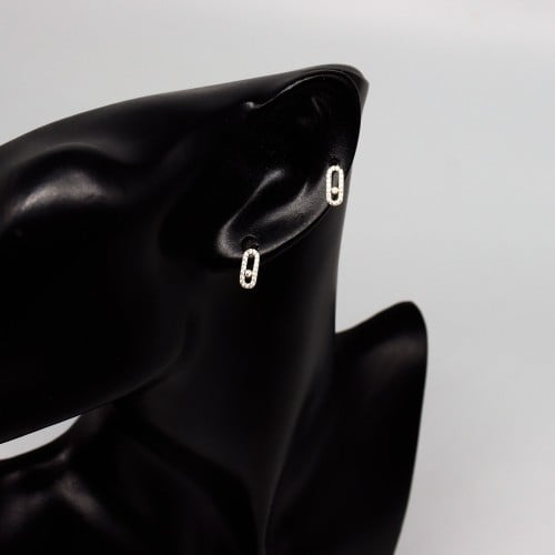 حلق ذهب عيار 18 المسيكاء تصميم الماسي