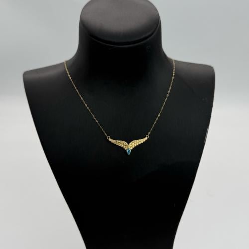 عقد ذهب جناح الصقر عيار 21 باللون السماوي وزن 1.2...