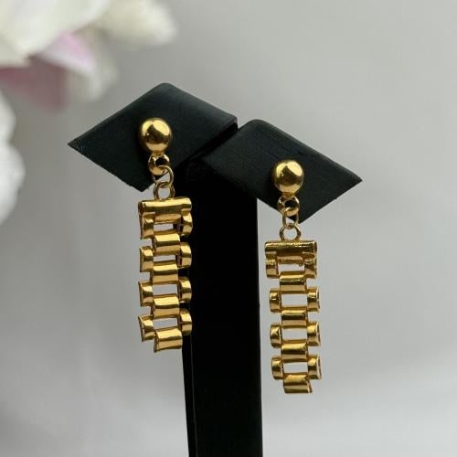 حلق ذهب طويل عيار 21 بتصميم رولكس فخم وزن 4.2 جرام