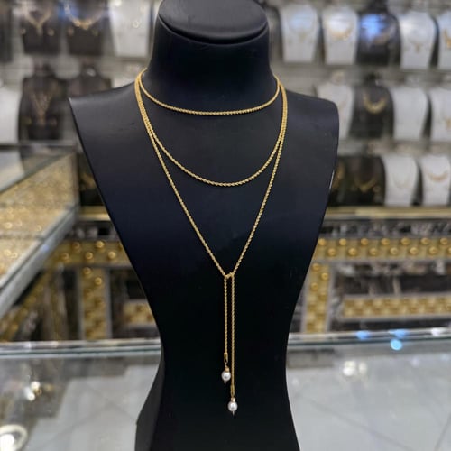 شال المبروم الملكي عيار 21 بتصميم حبة الؤلؤ الصغير...