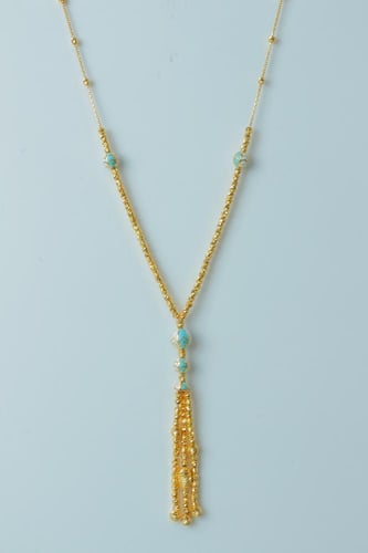 سبحة طويلة ذهب عيار 21 مطعمة بالميناء وزن 15.89 جر...