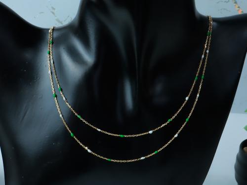 سلسال ذهب دورين نواعم مطعم بالميناء عيار 18 وزن 3....