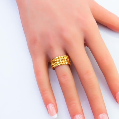 دبلة ذهب عريض اربعه ادوار عيار 21