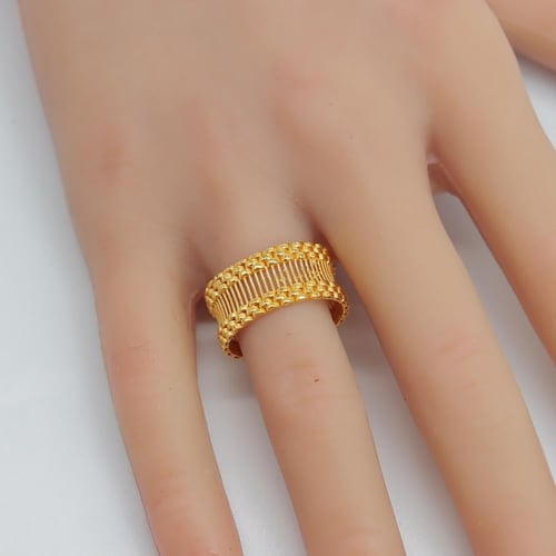 دبلة ذهب تصميم الرولكس عريضة عيار 21