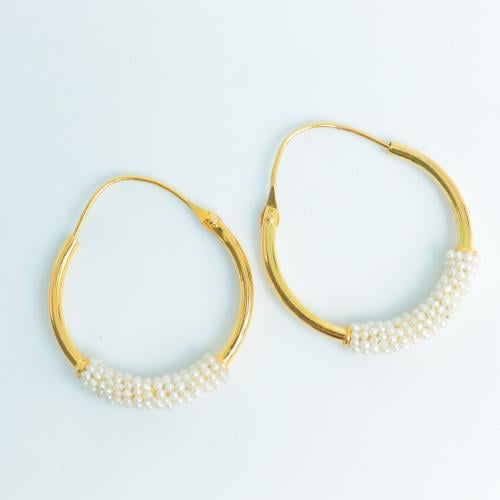 حلق ذهب مطعم بالولو عيار 21 وزن 3.4 جرام