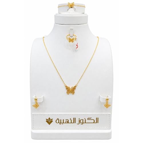طقم ذهب الفراشة عيار 21 مناسب كهدية مميزة وزن 6.2...