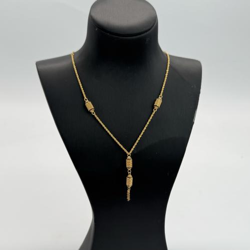 سبحة ذهب عيار 21 مطعمة بلون الميناء الكحلي وزن 4.9...