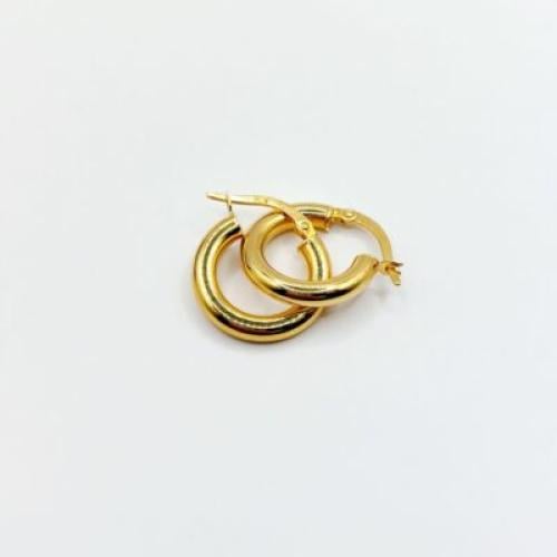 حلق ذهب ايطالي سادة شكل دائري عيار 18