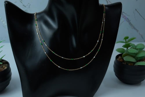 سلسال ذهب دورين نواعم مطعم بالميناء عيار 18 وزن 3....