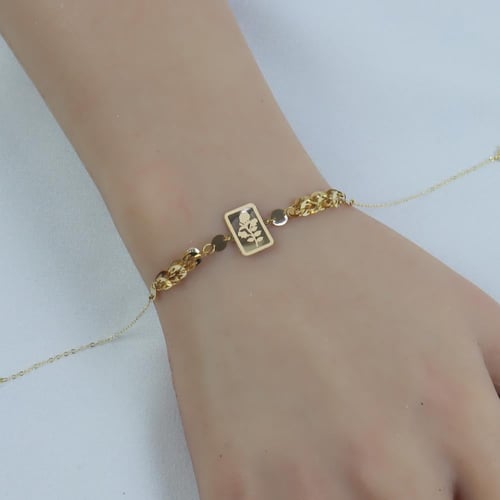 اسوارة ذهب بتفصيل مستطيل ناعم عيار 18 وزن 0.7 جرام