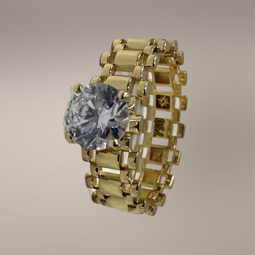 خاتم ذهب فخم عيار 18 تصميم رولكس ايطالي وزن 3 جرام