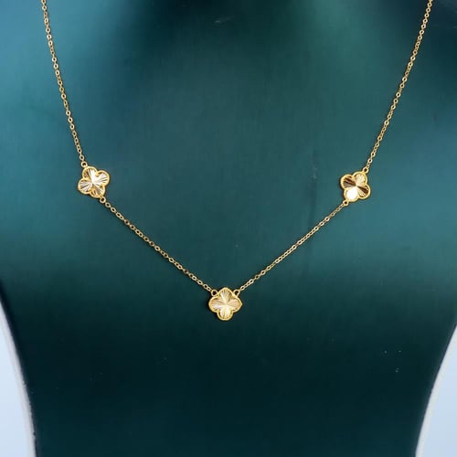 طقم ذهب الفان كليف ثلاث وردات ناعم لبس يومي عيار 2...