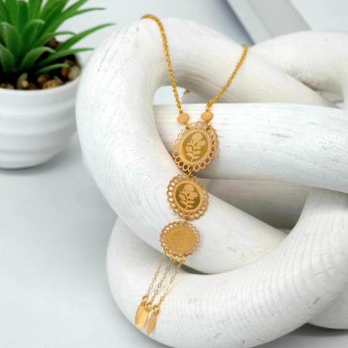 سلسال سبحة الوردة ذهب عيار 21 بشكل دائري وزن 2.4 ج...