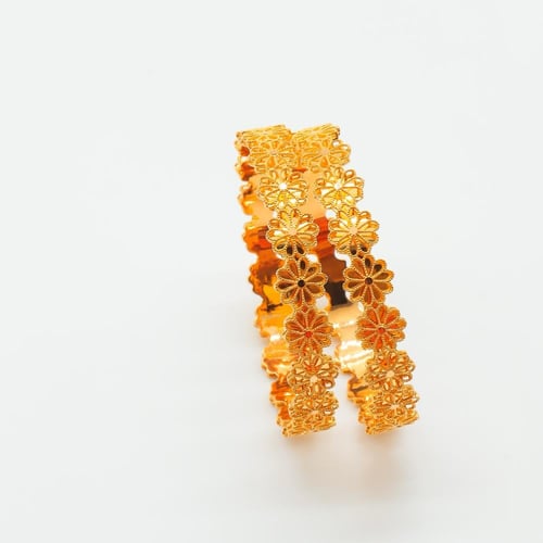 غوايش ذهب عيار 21 بتصميم ورده الجوري