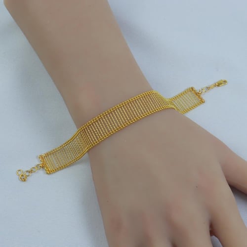 اسوارة ذهب رولكس عريضة بتصميم شبكي فاخر عيار 21 وز...