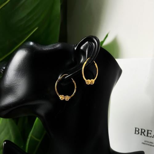 حلق ذهب دائري عيار 21 بتصميم انيق بوزن 2.7 جرام