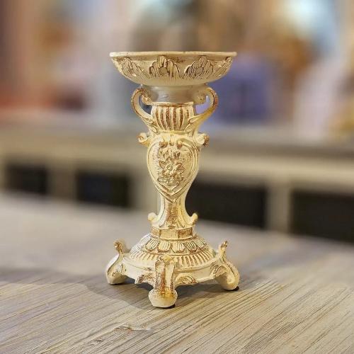 حامل شموع فخم من السيراميك بتصميم فكتوري – ديكور أ...