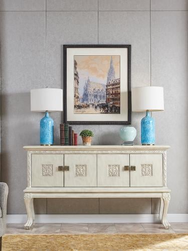 دولاب مدخل أبيض عريض – تصميم كلاسيك بلمسة صدفية (1...