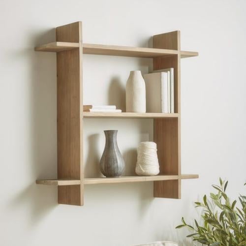 رف خشب طبيعي صغير دورين