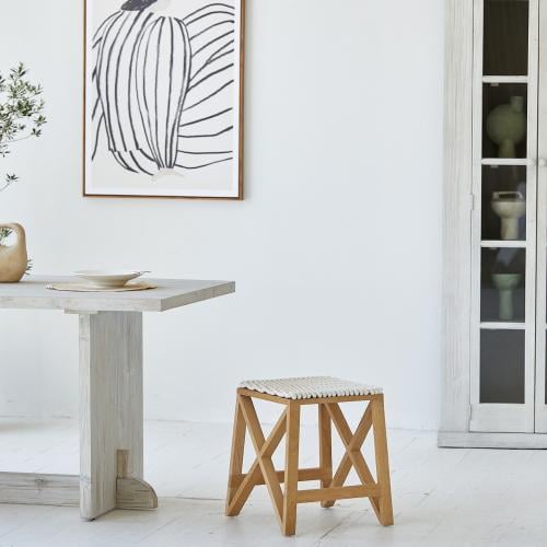 كرسي ستول مربع من خشب الاوك