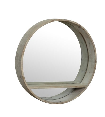 مرايا جدارية بأطار دائري من الخشب الطبيعي