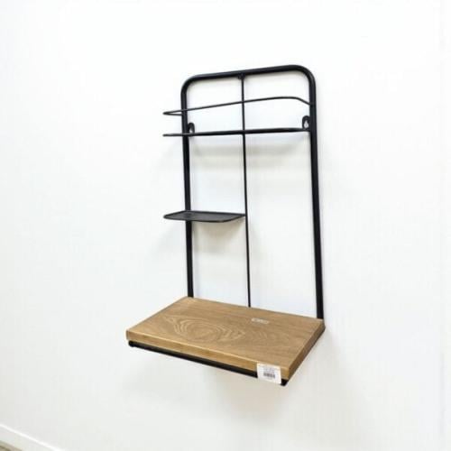 رف جداري حديد وخشب طبيعي – تصميم صناعي مودرن (50×3...